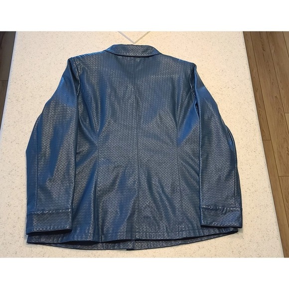 Faux Leather Dennis Basso Basketweave Jacket Size Large in Pine - Picture 3 of 5
